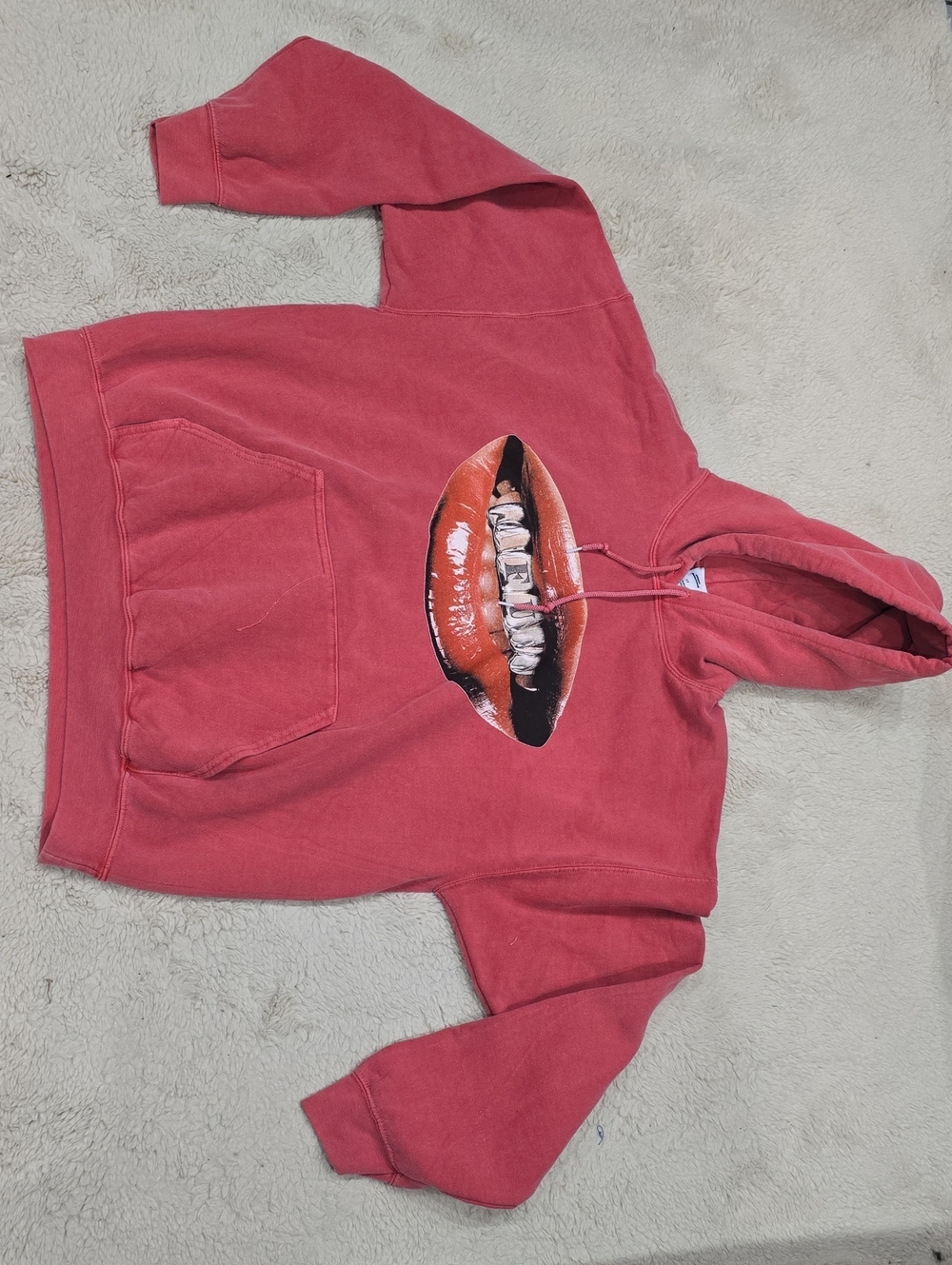 LG Men's Dusty Red Hooded Sweater with Lip Graphic